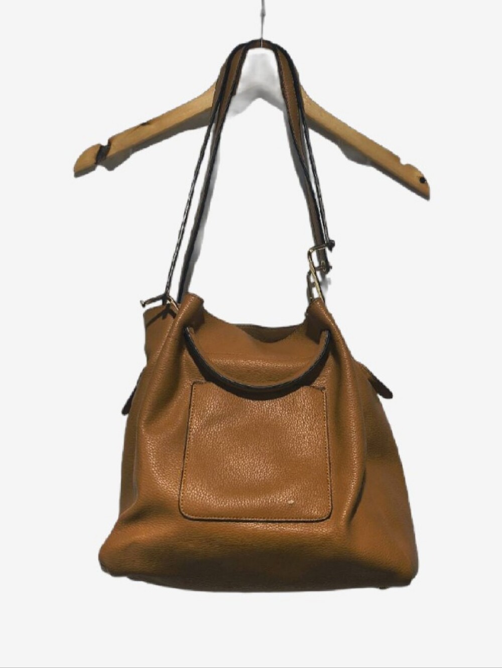 Sondra Roberts Squared Hobo Bag Camel Pebbled Tote with Insert & Dust Bag